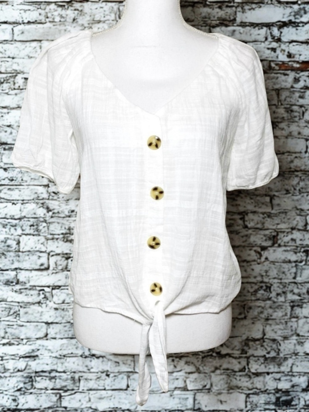 Hayden White Puff Sleeve Short Sleeve Top Women Small NWT